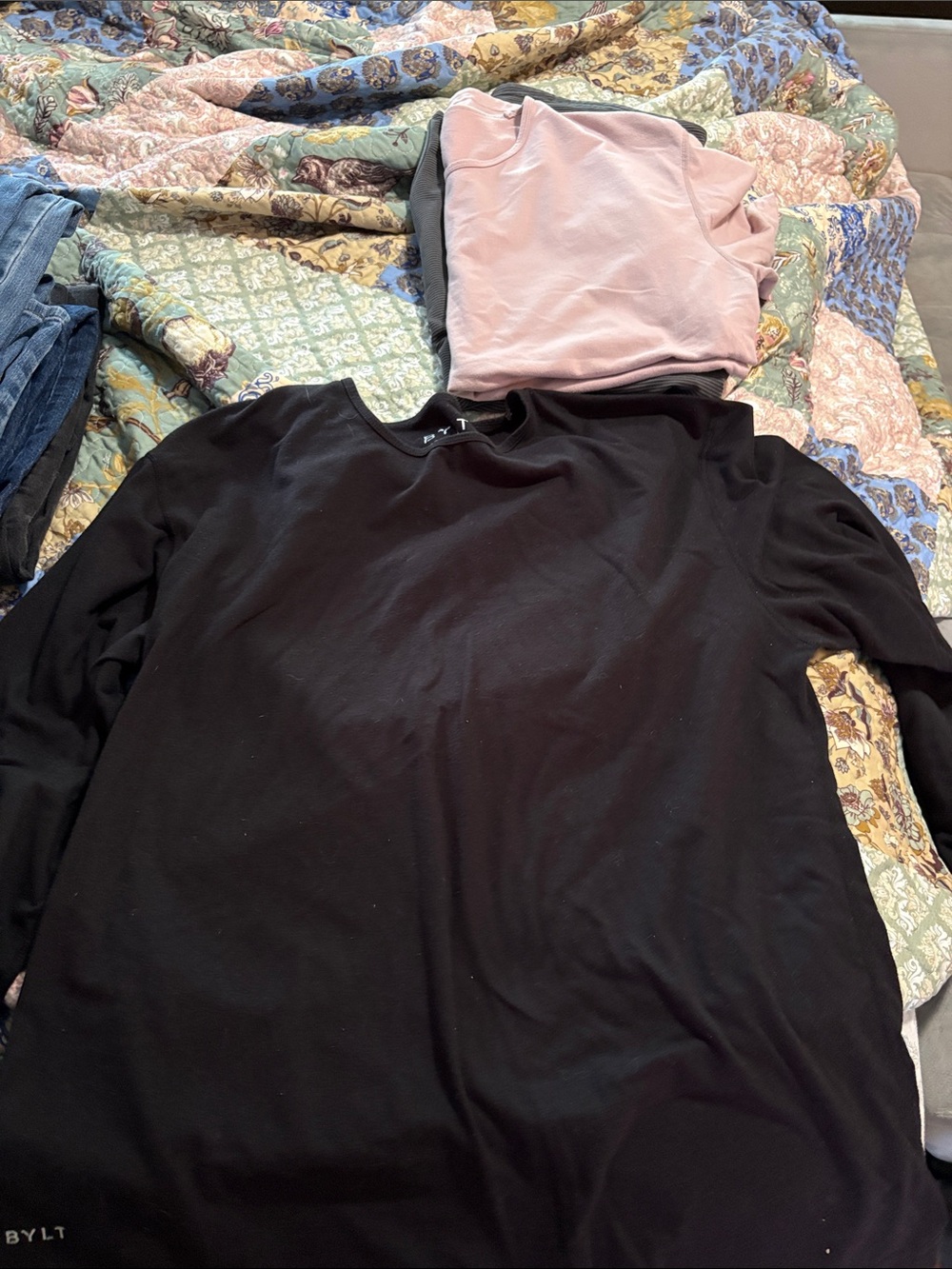 BYLT Black Long Sleeve Crew Neck Shirt
